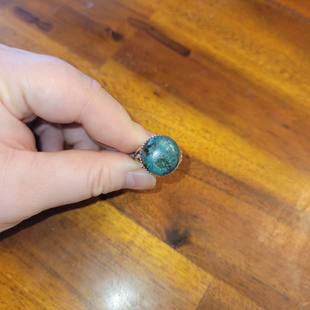 Turquoise Statment Sterling Silver Ring - Picture 3 of 4